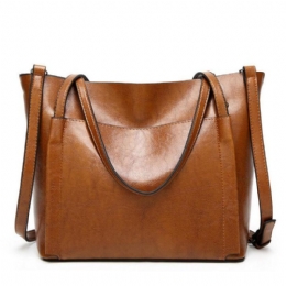 Dames Olie Wax Lederen Grote Handtas Schouder Meisje Reistas Messenger Tote