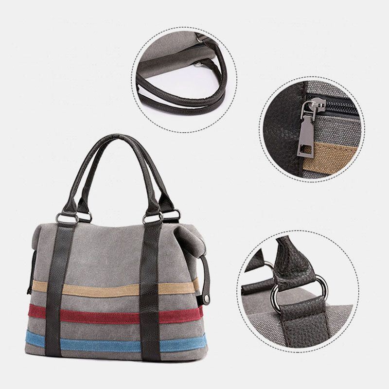 Dames Patchwork Canvas Handtas Crossbody Tas