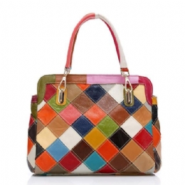 Dames Patchwork Koeienhuid Kleurrijke Handtas