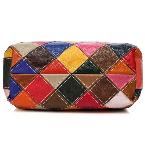 Dames Patchwork Koeienhuid Kleurrijke Handtas Tote Handtas Crossbody Tas