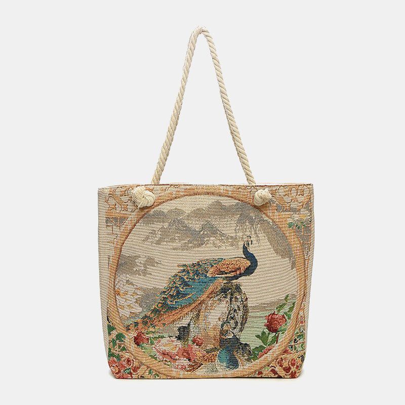 Dames Pauw Gedrukt Canvas Tote Bag Hangbag