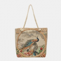 Dames Pauw Gedrukt Canvas Tote Bag Hangbag