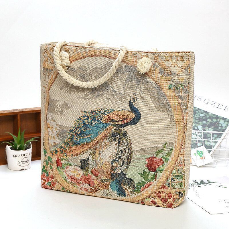 Dames Pauw Gedrukt Canvas Tote Bag Hangbag