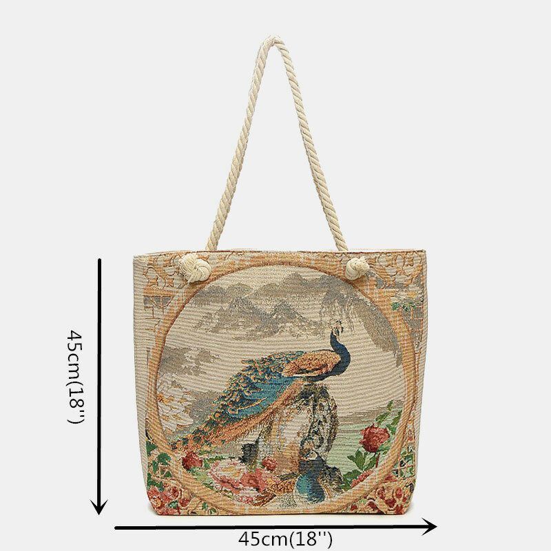 Dames Pauw Gedrukt Canvas Tote Bag Hangbag