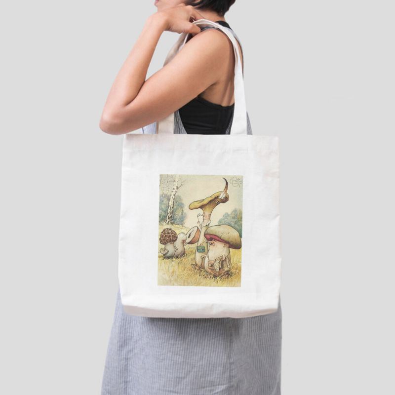 Dames Polyester Cartoon Paddestoel Patroon Handtas Schoudertas Tote