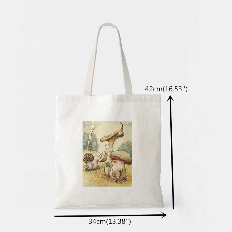 Dames Polyester Cartoon Paddestoel Patroon Handtas Schoudertas Tote