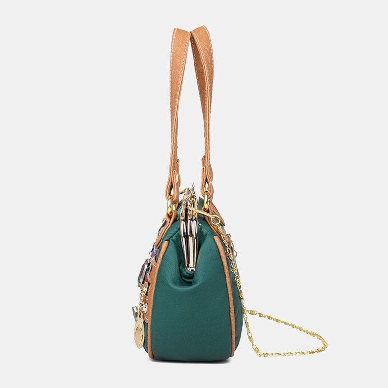 Dames Pu Lederen Waterdichte Schedel Klinknagel Kettingen Schoudertas Handtas Crossbody Tas