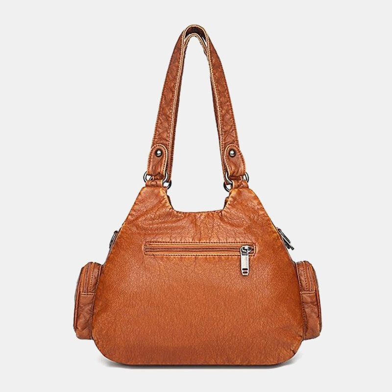 Dames Pu Leer Grote Capaciteit Multi-pocket Klinknagel Decoratie Retro Zachte Tote Handtassen Crossbody Tassen