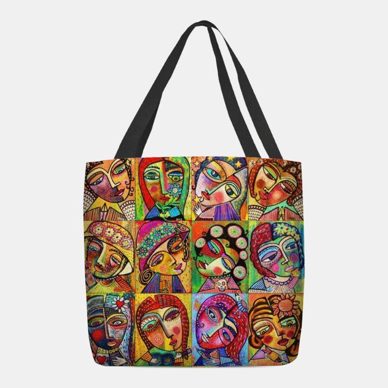 Dames Vilt Multicolor Cartoon Figuur Print Handtas Schoudertas Tote