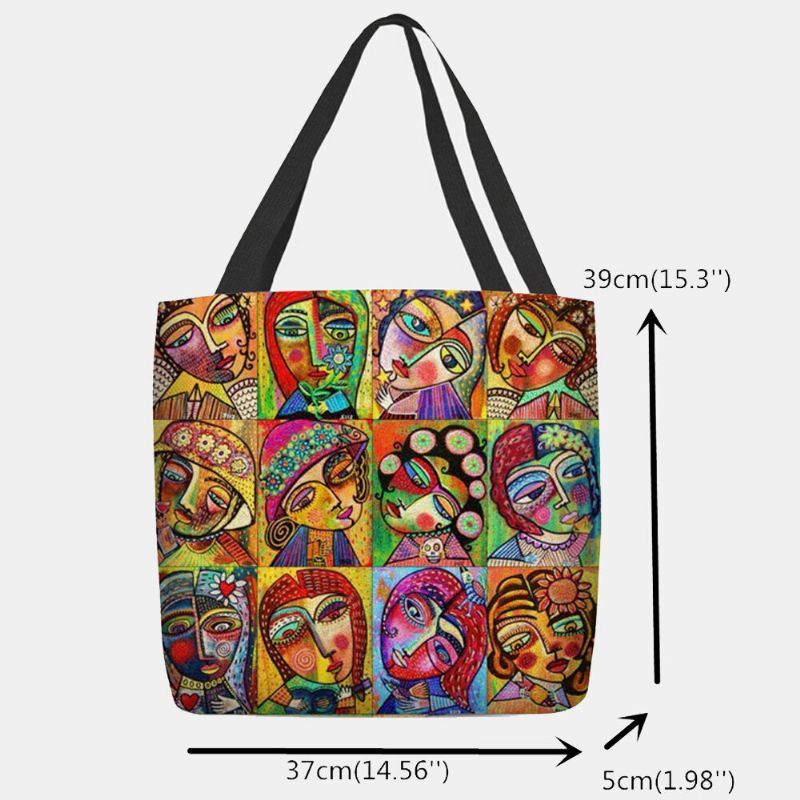 Dames Vilt Multicolor Cartoon Figuur Print Handtas Schoudertas Tote