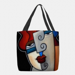 Dames Vilt Picasso Stijl Multicolor Cartoon Figuur Print Handtas Schoudertas Tote