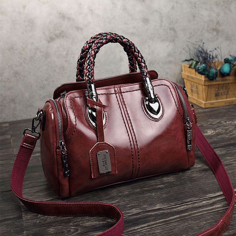 Dames Vintage Handtas Olie Wax Lederen Crossbody Tas