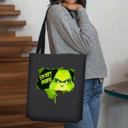 Dames Voelden Leuke Cartoon Groene Monster Patroon Schoudertas Handtas Tote