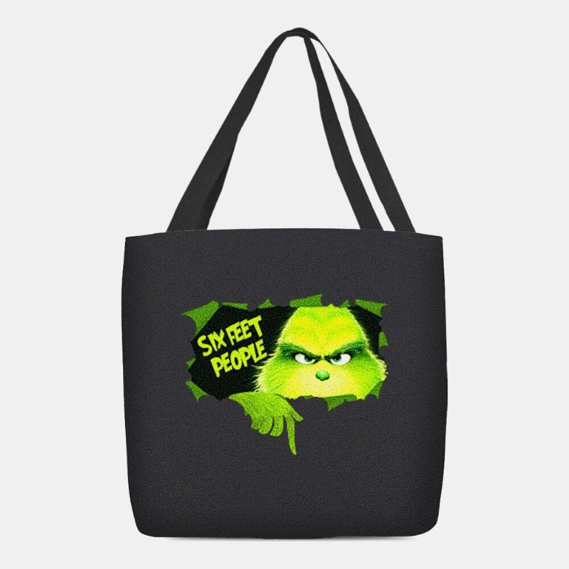 Dames Voelden Leuke Cartoon Groene Monster Patroon Schoudertas Handtas Tote