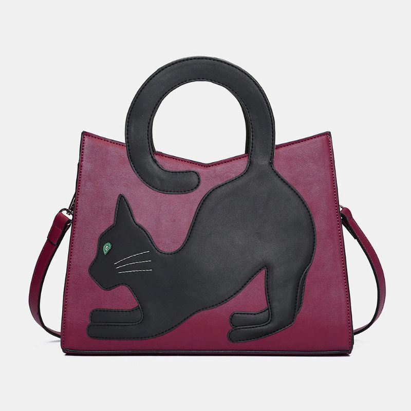 Damesmode Leuke Kattenpatroon Patchwork Handtas