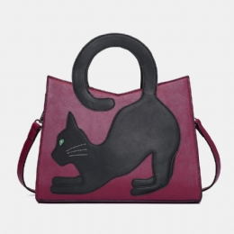 Damesmode Leuke Kattenpatroon Patchwork Handtas