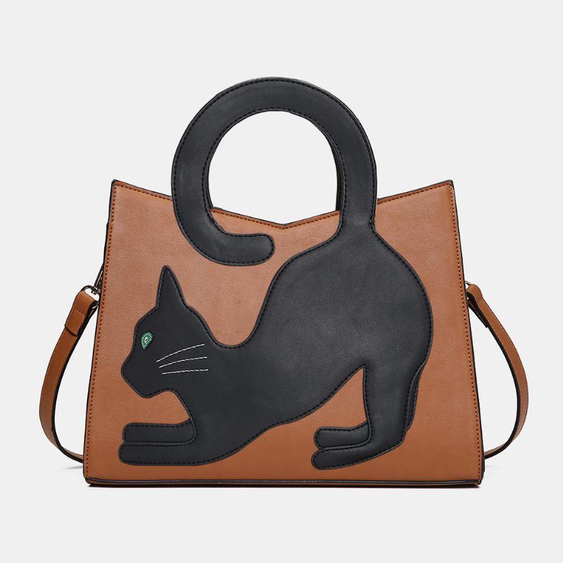 Damesmode Leuke Kattenpatroon Patchwork Handtas