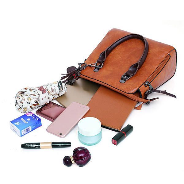 Heren 4-delige Dames Kunstleer Handtas Vintage Elegante Multifunctionele Crossbody Tas