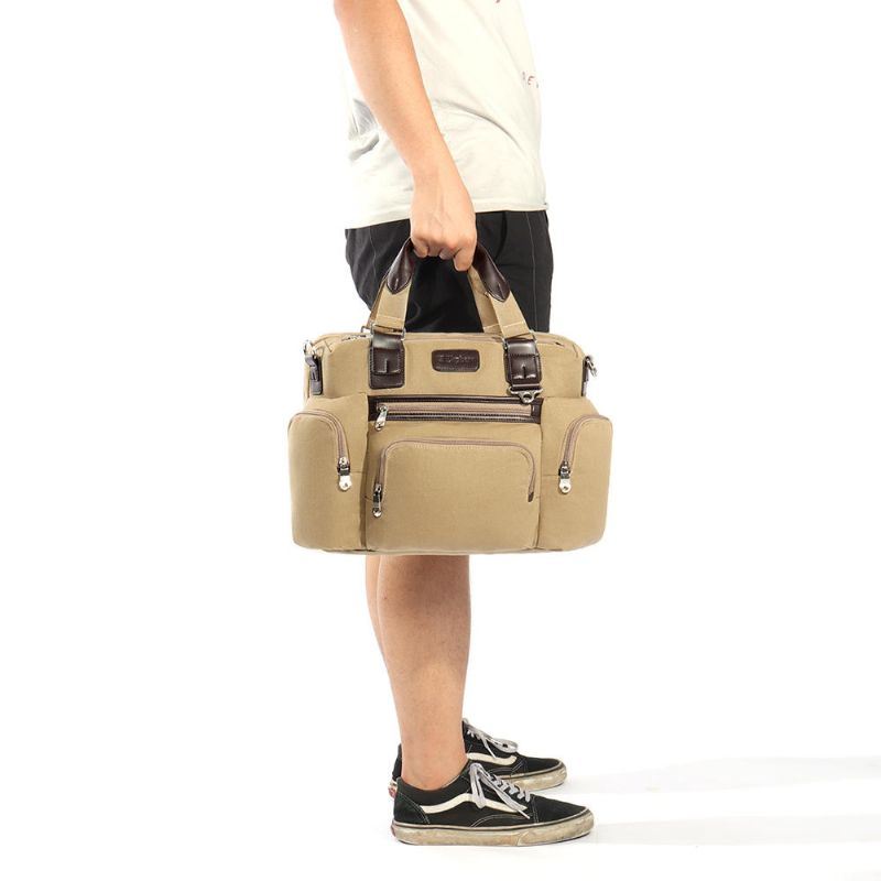 Heren Canvas Business Casual Travel Laptoptas Handtas