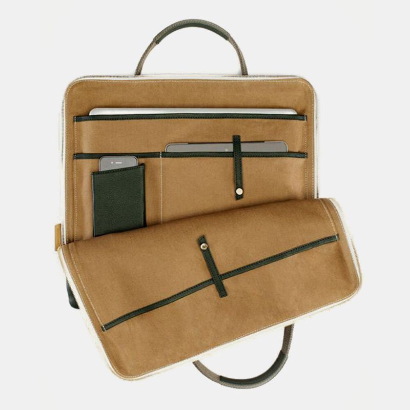 Heren Canvas Casual Multifunctionele Grote Capaciteit Effen Kleur Handtas Aktetas