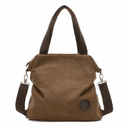 Heren Dames Canvas Schoudertassen Vintage Tote Handtassen Capaciteit Winkelen Crossbody Tassen