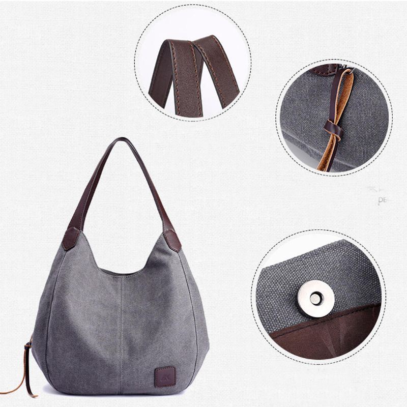 Heren Dames Vintage Dames Grote Canvas Handtas Reizen Schoudertas Casual Tote