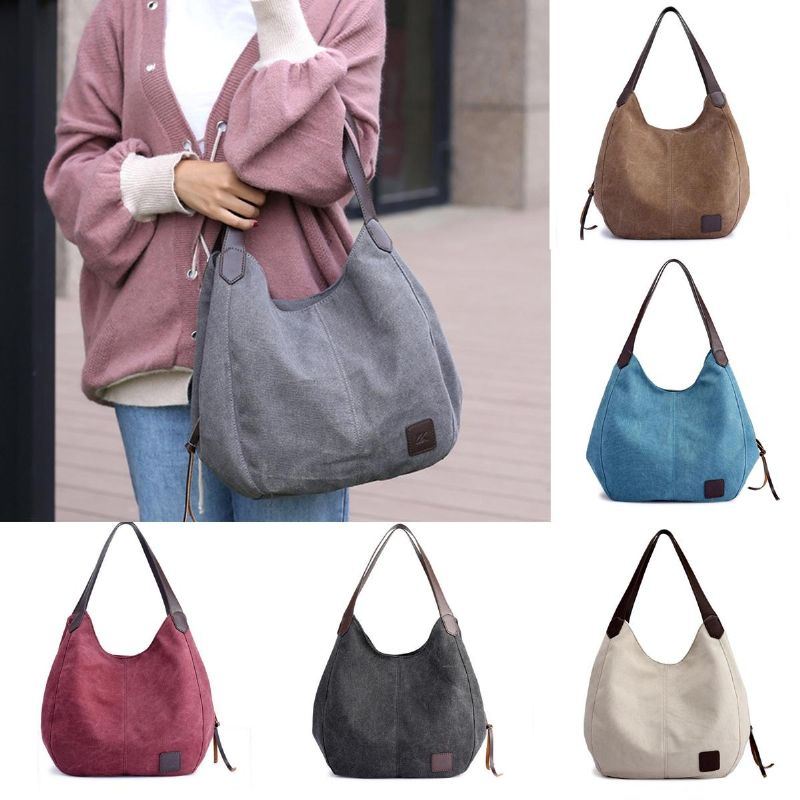 Heren Dames Vintage Dames Grote Canvas Handtas Reizen Schoudertas Casual Tote