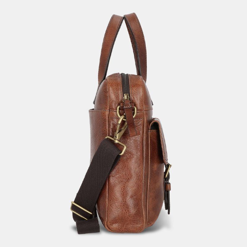 Heren Pu Lederen Vintage Bussiness Veelzijdige Multi-pockets Leraar Tas Aktetas Multifunctionele Crossbody Tas Handtas