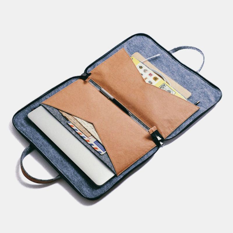 Heren Vintage Kunstleer Effen Kleur Multifunctionele Laptoptas Casual Aktetas