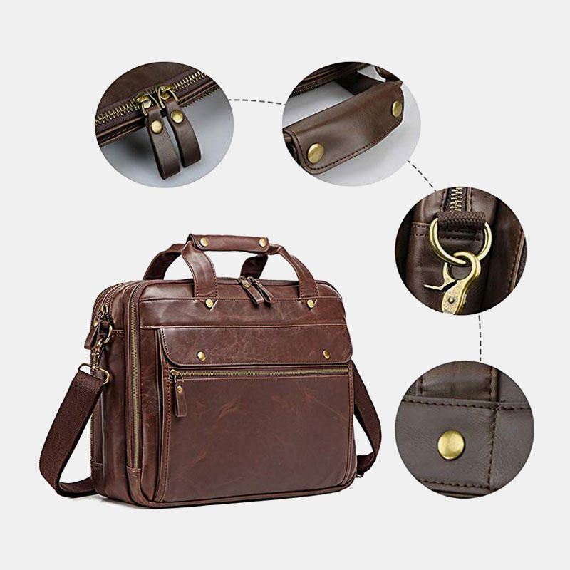 Heren Vintage Multi-pocket Messenger Bag Handtas Crossbody Bag For Business