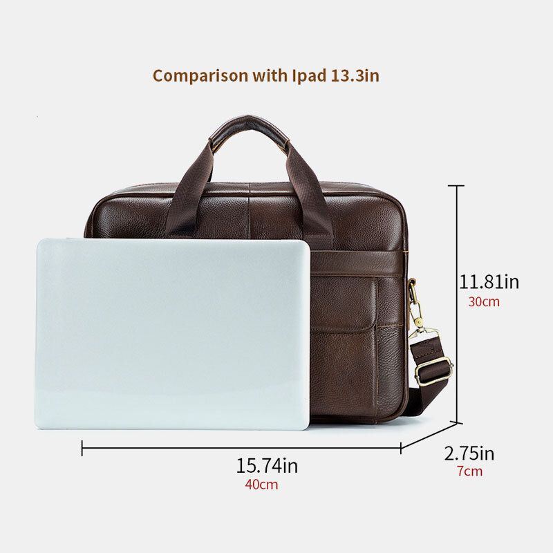 Heren Vintage Slijtvaste Aktetas Laptoptas Echt Leer Grote Capaciteit Crossbody Tas Handtas