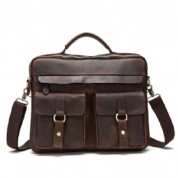 Lederen Sling Aktetas Vintage Handtas Dual Use Messenger Bag Voor Heren