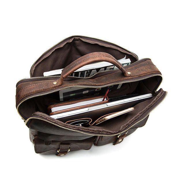 Lederen Sling Aktetas Vintage Handtas Dual Use Messenger Bag Voor Heren