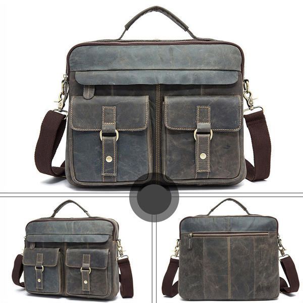 Lederen Sling Aktetas Vintage Handtas Dual Use Messenger Bag Voor Heren