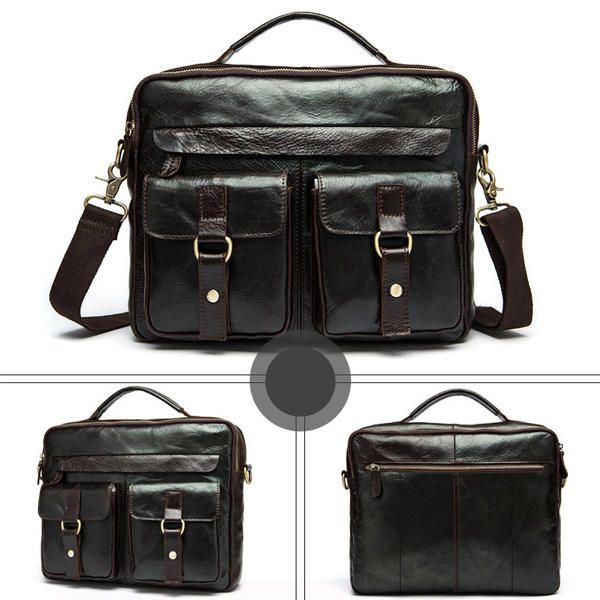 Lederen Sling Aktetas Vintage Handtas Dual Use Messenger Bag Voor Heren