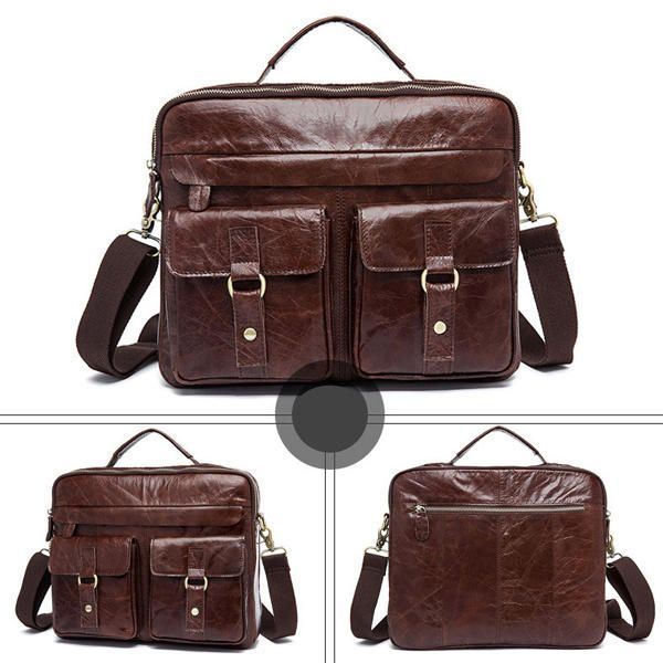 Lederen Sling Aktetas Vintage Handtas Dual Use Messenger Bag Voor Heren