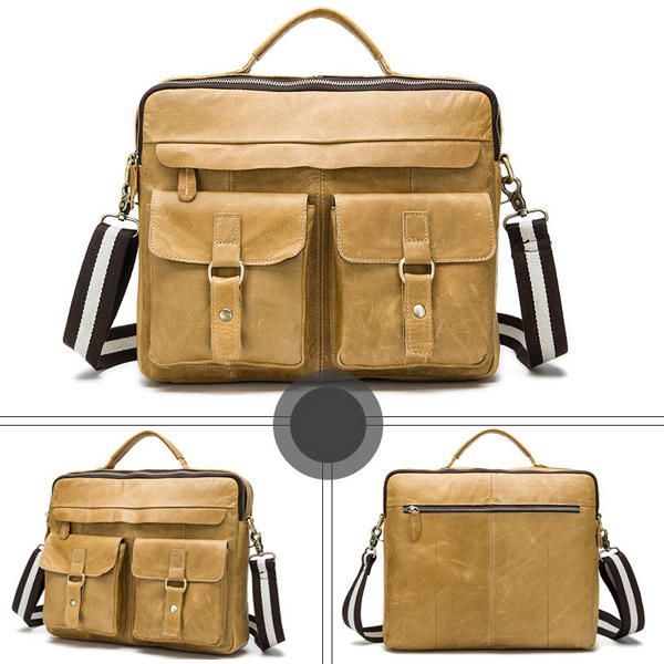 Lederen Sling Aktetas Vintage Handtas Dual Use Messenger Bag Voor Heren