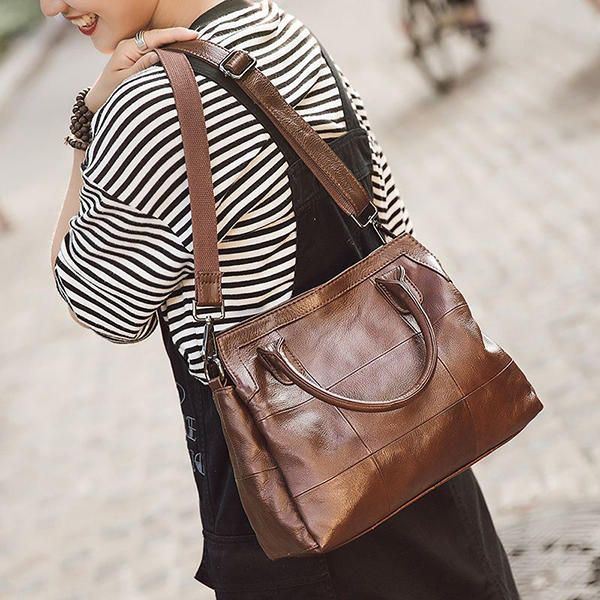 Vintage Dames Handtas Zachte Crossbody Tas Schoudertassen Met Drie Compartimenten