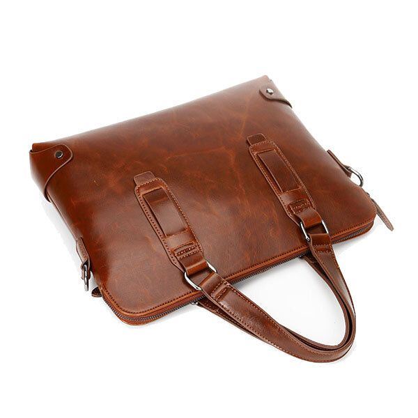 Vintage Pu Lederen Zakelijke Handtas Crossbody Schoudertas Voor Heren