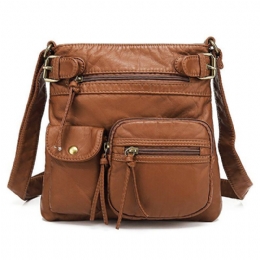 Casual Pu-lederen Crossbodytas Voor Dames Met Meerdere Zakken