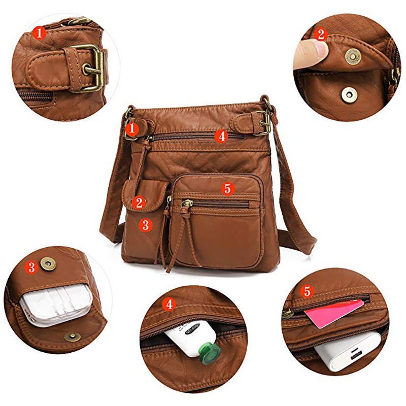 Casual Pu-lederen Crossbodytas Voor Dames Met Meerdere Zakken