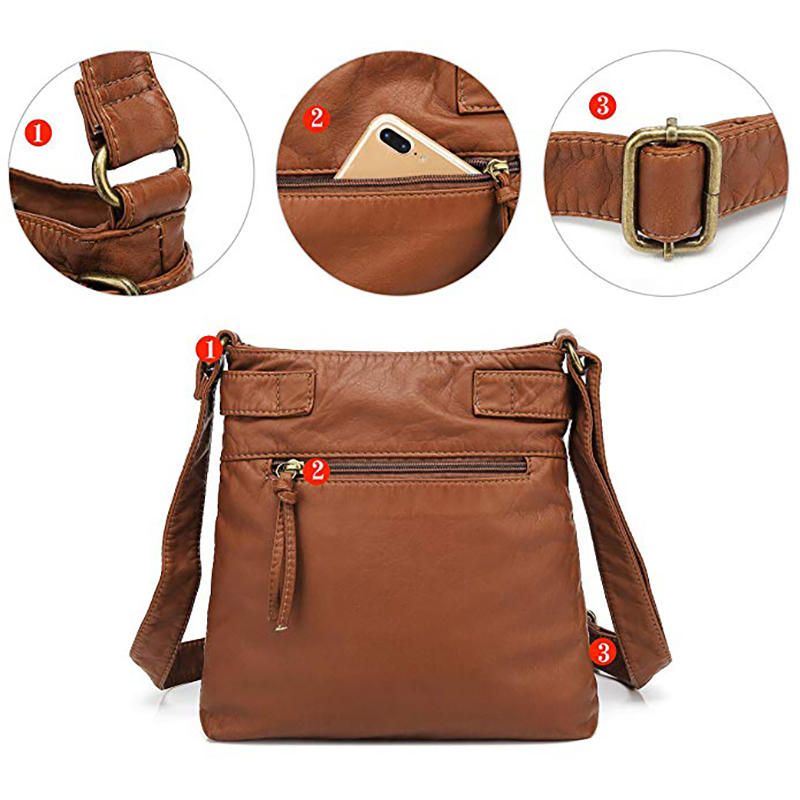 Casual Pu-lederen Crossbodytas Voor Dames Met Meerdere Zakken