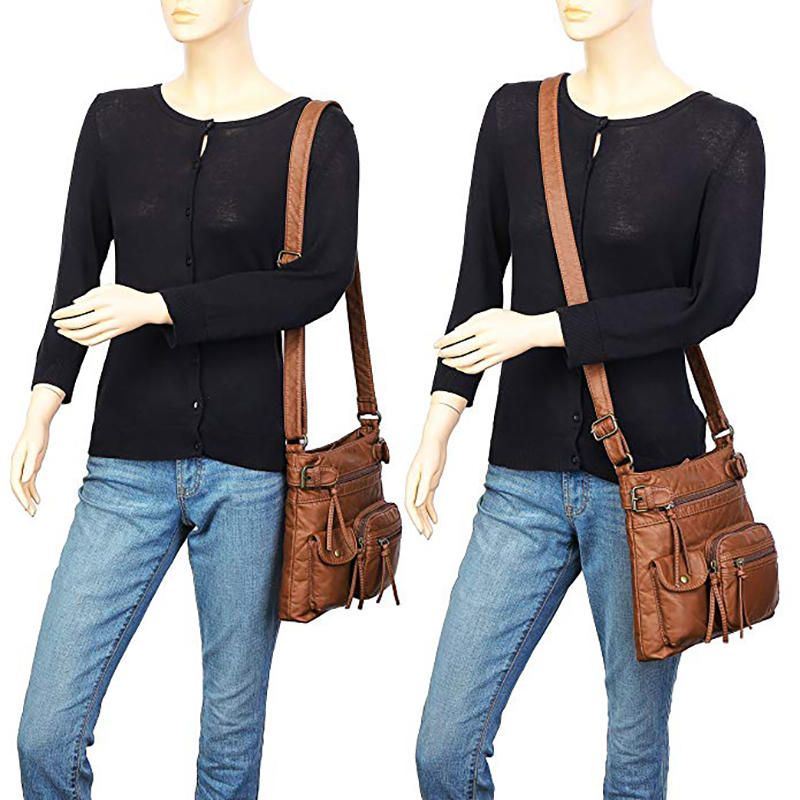 Casual Pu-lederen Crossbodytas Voor Dames Met Meerdere Zakken