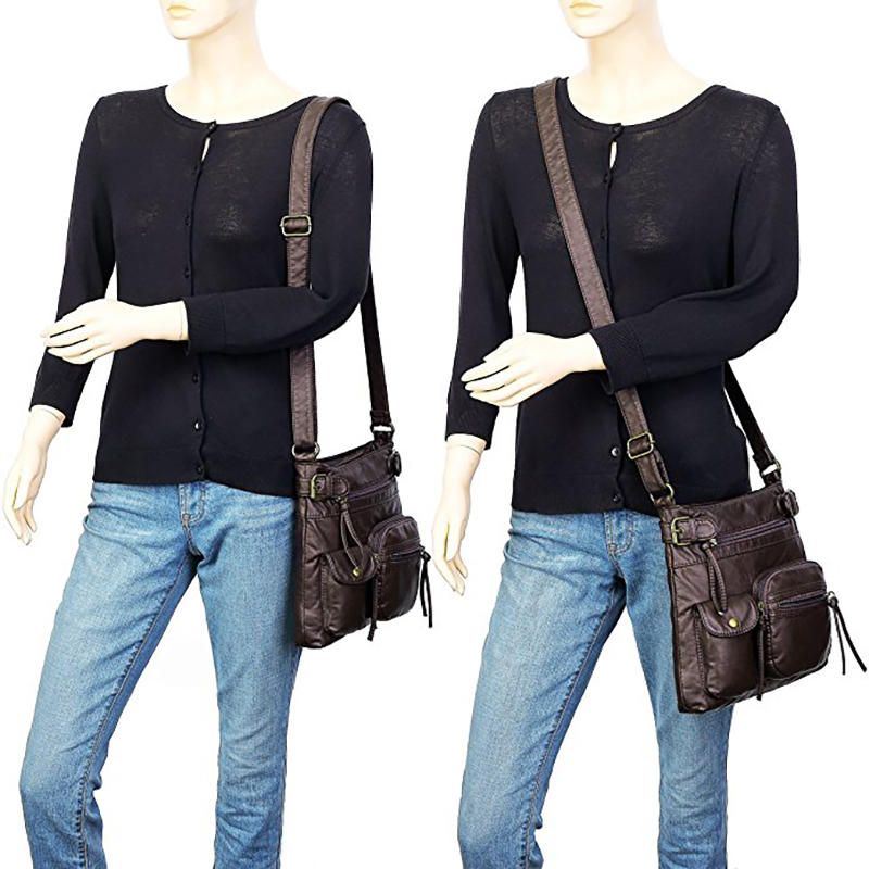 Casual Pu-lederen Crossbodytas Voor Dames Met Meerdere Zakken