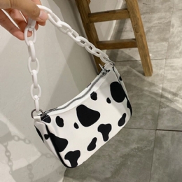 Crossbodytas Met Schouderketting Voor Dames Met Melkpatroon