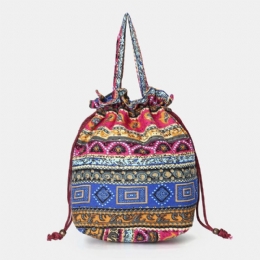 Crossbodytas Voor Dames Met Etnische Canvas String Bucket Bag