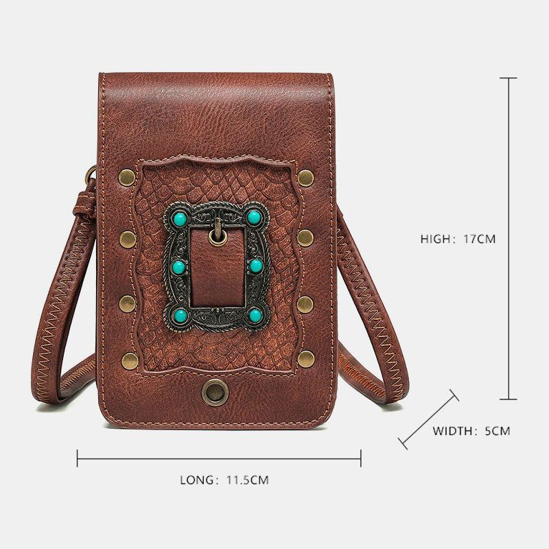 Dames Afneembare Schouderriem Hardware Klinknagel Decor Snake Patroon Flap Magnetische Sluiting Ontwerp Crossbody Tas Heuptas