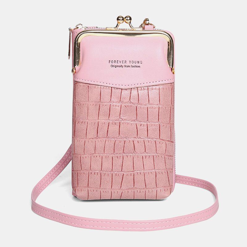 Dames Alligator Patroon Reliëf Verticale Grote Capaciteit Rits Portemonnee Draagbare 6.5 Inch Telefoon Tas Schoudertas Crossbody Tas