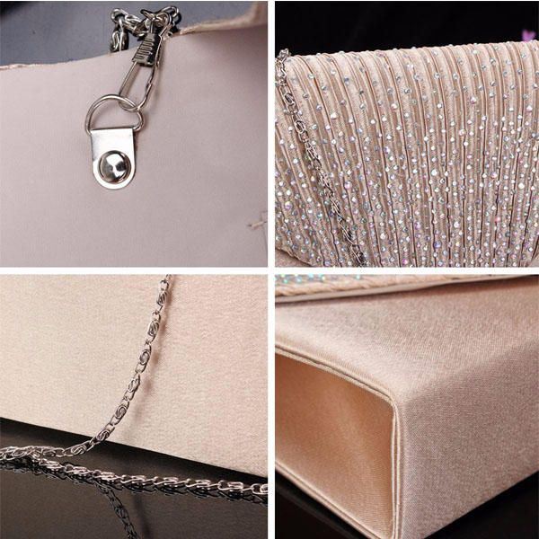 Dames Avond Bruids Portemonnee Envelop Flash Diamond Clutch Draagbare Schoudertas Crossbody Tas