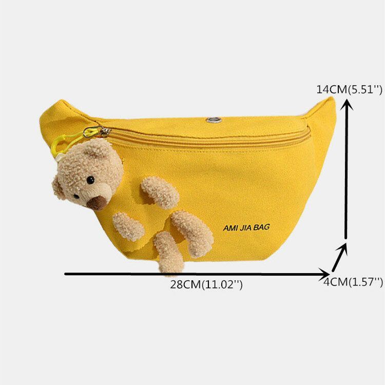 Dames Bear Doll Solid Oortelefoon Leuke Crossbody Tas Borsttas Sling Bag